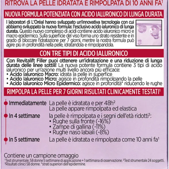 L'OREAL REVITALIFT FILLER TRATTAMENTO RIVOLUMIZZANTE ANTI RUGHE GIORNO 50 ML
