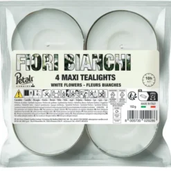 LUMELLE MAXI TEALIGHTS FIORI BIANCHI 4 PEZZI