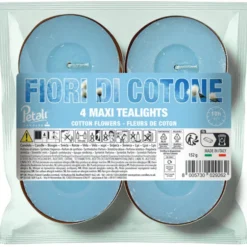 LUMELLE MAXI TEALIGHTS FIORI DI COTONE 4 PEZZI