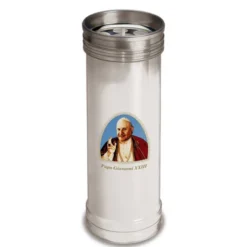 LUMINO VOTIVO PLASTICA BIANCO 50T IMMAGINE PAPA GIOVANNI XXIII