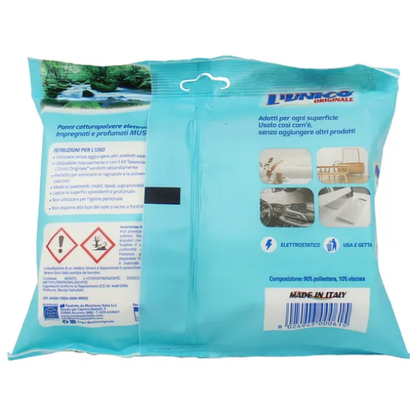 L'UNICO ORIGINALE CATTURAPOLVERE 20 PANNI IMPREGNATI PROFUMATI AL MUSCHIO BIANCO CM 20,5x39