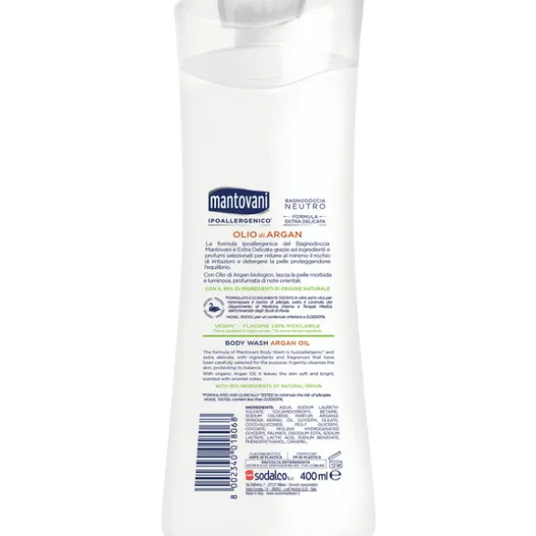MANTOVANI BAGNODOCCIA NEUTRO OLIO DI ARGAN 400+100 ML