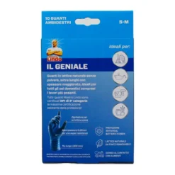 MASTRO LINDO GUANTI IL GENIALE Guanti Monouso in Lattice di gomma naturale senza polvere extra lunghi con spessore maggiorato. Taglia S-M