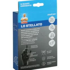 MASTRO LINDO GUANTI LO STELLATO Guanti Monouso in Nitrile nero senza polvere. Idoneo per contatto con alimenti. Taglia S-M
