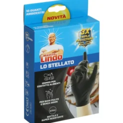 MASTRO LINDO GUANTI LO STELLATO Guanti Monouso in Nitrile nero senza polvere. Idoneo per contatto con alimenti. Taglia M-L