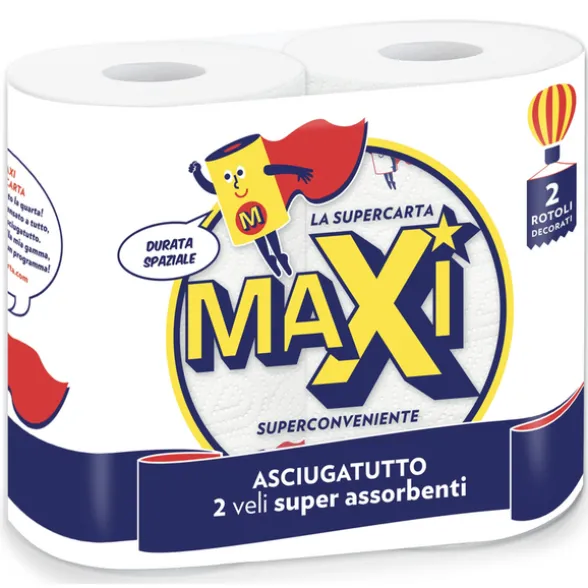 MAXI ASCIUGATUTTO 2 ROTOLI 2 VELI 95 STRAPPI DECORATO