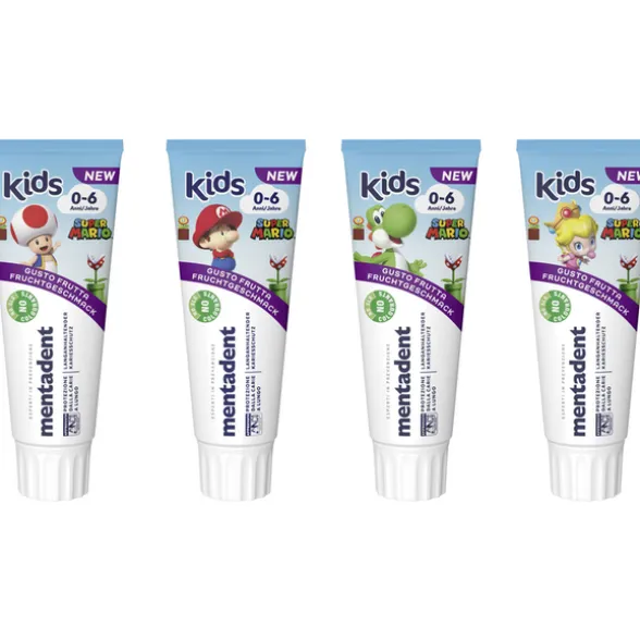 MENTADENT DENTIFRICIO KIDS 0-6 ANNI 75 ML ASSORTITO NEI PERSONAGGI SUPER MARIO