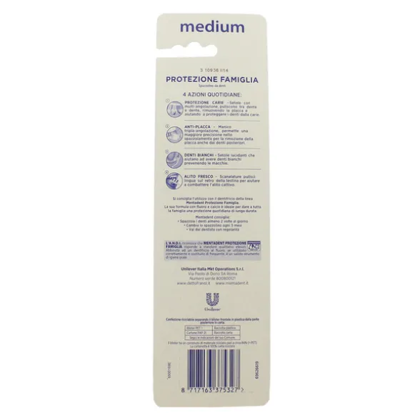 MENTADENT SPAZZOLINO DENTI MEDIUM 2 PZ