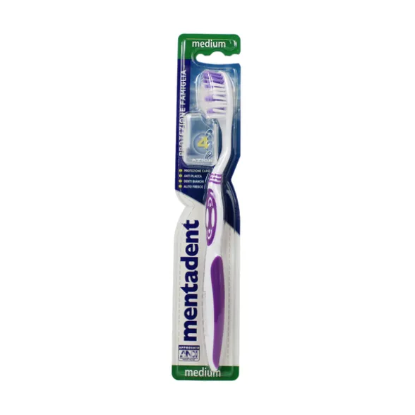 MENTADENT SPAZZOLINO DENTI PROTEZIONE CARIE 42MM MEDIO