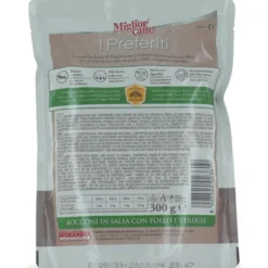 MIGLIOR CANE I PREFERITI BOCCONI IN SALSA CON POLLO E VERDURE BUSTA 300 GRAMMI