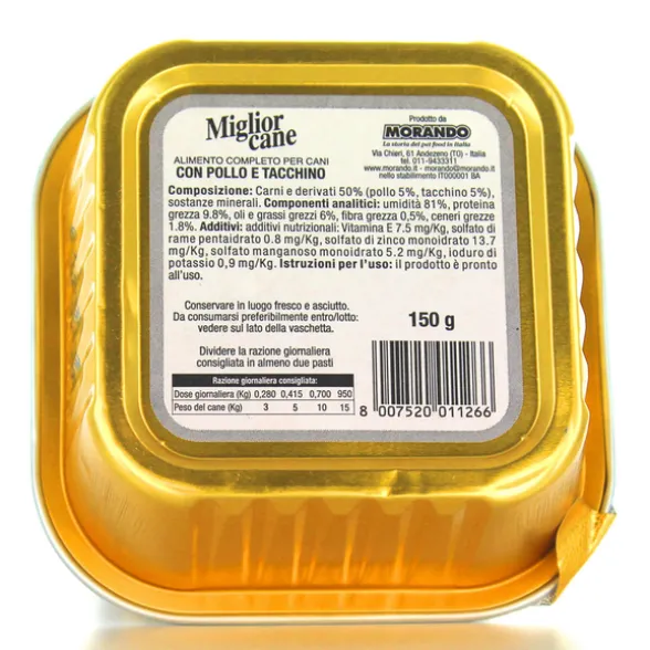 MIGLIOR CANE PATE' POLLOeTACCHINO VASCHETTA 150 GRAMMI