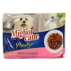 MIGLIOR CANE PRESTIGE BOCCONCINI MENU' CLASSICO 4 BUSTE DA 100 GRAMMI: 2 BUSTE MANZO - 2 BUSTE POLLO E TACCHINO