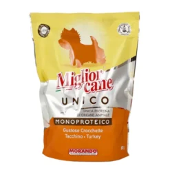 MIGLIOR CANE UNICO CROCCHETTE CON TACCHINO PER CANI DI PICCOLA TAGLIA BUSTA CON ZIP 800 Grammi