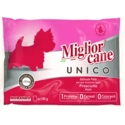 MIGLIOR CANE UNICO PATE' PROSCIUTTO 4 BUSTE DA 100 grammi PER CANI ADULTI DI PICCOLA TAGLIA <10 KG