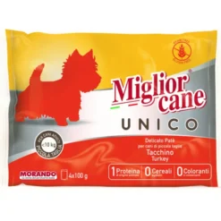 MIGLIOR CANE UNICO PATE' TACCHINO 4 BUSTE DA 100 grammi PER CANI ADULTI DI PICCOLA TAGLIA <10 KG