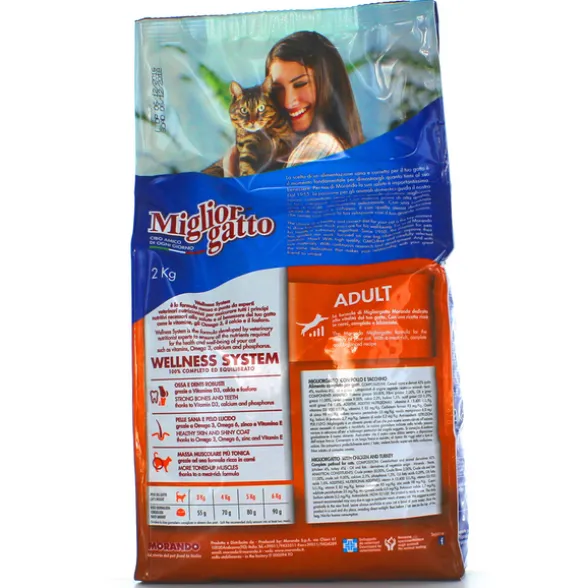 MIGLIOR GATTO ADULT CROCCANTINI POLLOeTACCHINO SACCO 2 KG