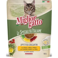 MIGLIOR GATTO LE SPECIALITA' ITALIANE CROCCANTINI POLLO - ORZO - PISELLI BUSTA 400 grammi