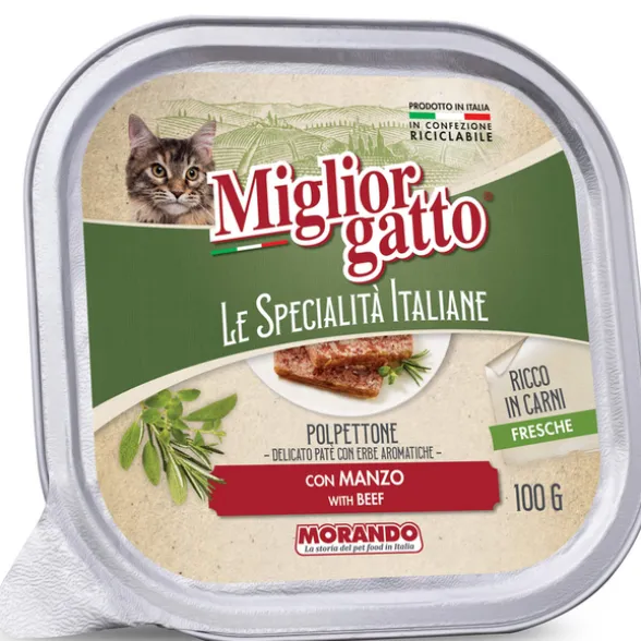 MIGLIOR GATTO LE SPECIALITA' ITALIANE POLPETTONE PATE' CON MANZO VASCHETTA 100 grammi