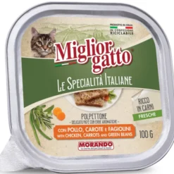 MIGLIOR GATTO LE SPECIALITA' POLPETTONE PATE' CON POLLO, CAROTE e FAGIOLINI VASCHETTE 100 grammi