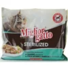 MIGLIOR GATTO STERILIZED BOCCONCINI PESCE 4 BUSTE DA 85 GRAMMI:2 BUSTE PESCE AZZURRO E GAMBERETTI - 2 BUSTE SALMONE DELICATO