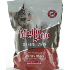 MIGLIOR GATTO STERILIZED CROCCANTINI GUSTOSO MANZO BUSTA 400 GRAMMI