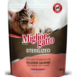 MIGLIOR GATTO STERILIZED CROCCANTINI DELIZIOSO SALMONE BUSTA 400 GR.