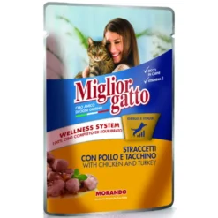 MIGLIOR GATTO STRACETTI CON POLLO e TACCHINO BUSTA 100 GRAMMI