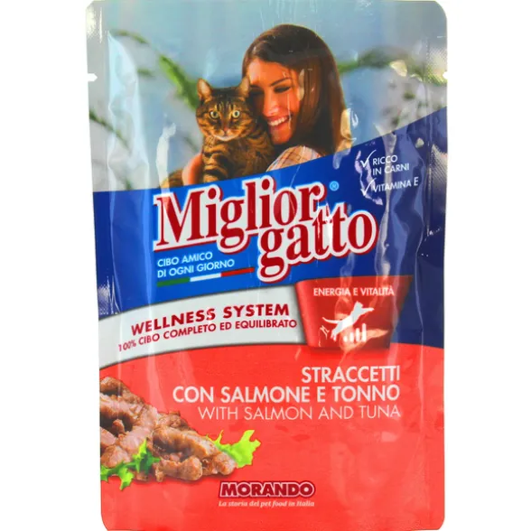 MIGLIOR GATTO STRACETTI SALMONE e TONNO BUSTA 100 GRAMMI