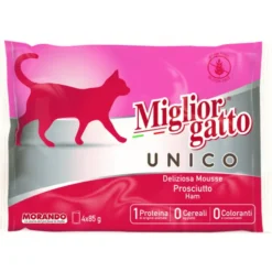 MIGLIOR GATTO UNICO MOUSSE PROSCIUTTO 4 BUSTE DA 85 grammi