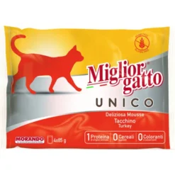 MIGLIOR GATTO UNICO MOUSSE TACCHINO 4 BUSTE DA BUSTE DA 85 grammi