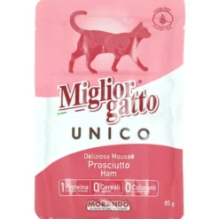 MIGLIOR GATTO UNICO 100% PROSCIUTTO DELICATA MOUSSE BUSTA g85