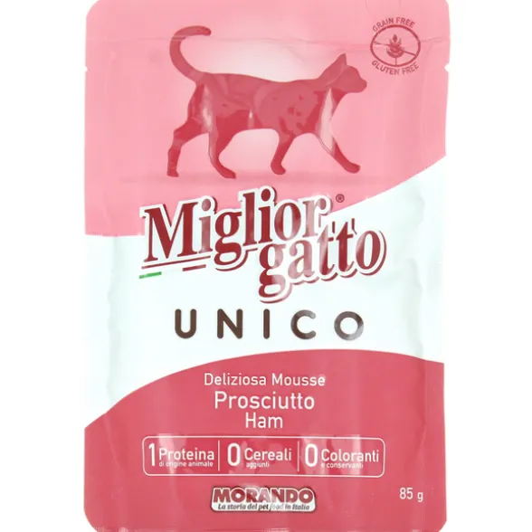 MIGLIOR GATTO UNICO 100% PROSCIUTTO DELICATA MOUSSE BUSTA g85
