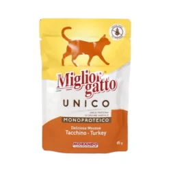 MIGLIOR GATTO UNICO 100% TACCHINO DELICATA MOUSSE BUSTA 85 GRAMMI