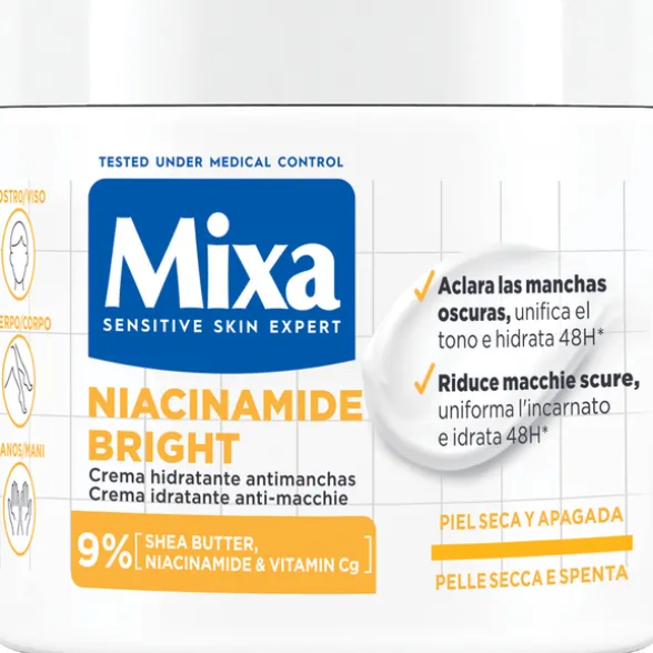 MIXA BODY NIACINAMIDE BRIGHT CREMA ANTI MACCHIE PELLE SECCA e SPENTA VASO 400 ML