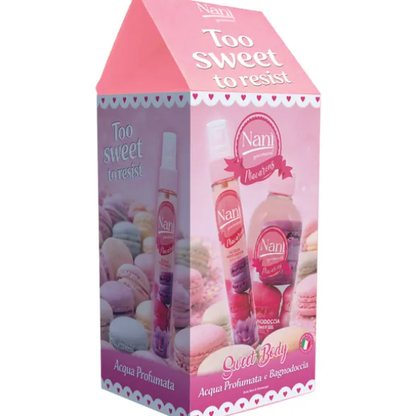 NANI' COFANETTO GOURMAND ACQUA PROFUMATA 75 ML + BAGNODOCCIA 300 ML MACARONS