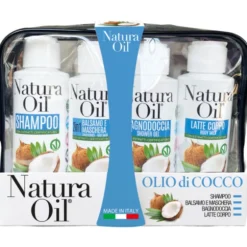 NATURA OIL CONFEZIONE OLIO COCCO SHAMPOO + BALSAMO E MASCHERA 2 IN 1 + BAGNO DOCCIA + LATTE CORPO 100 ML