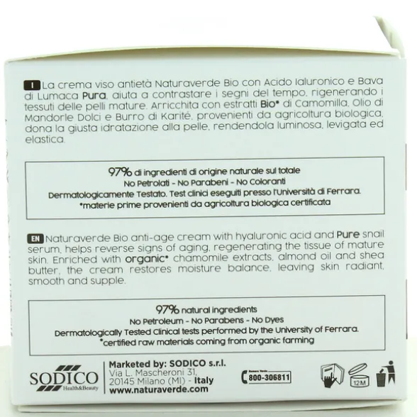 NATURAVERDE BIO BAVA DI LUMACA CREMA ANTI-ETA' RESTITUTIVA 50 ML