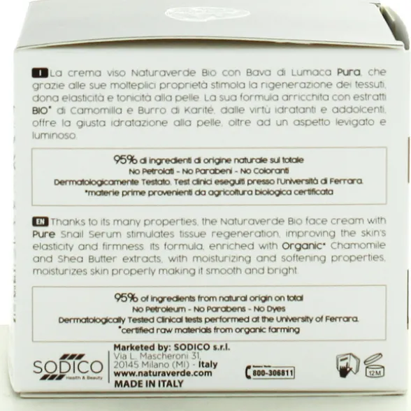 NATURAVERDE BIO CREMA VISO INTENSIVA BAVA DI LUMACA 50 ML