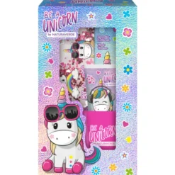NATURAVERDE KIDS COFANETTO BE A UNICORN: SPAZZOLINO + DENTIFRICIO 75 ML + BICCHIERINO + POCHETTE GLITTER