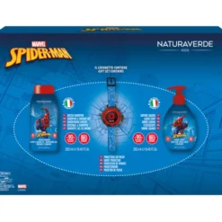 NATURAVERDE KIDS COFANETTO SPIDER-MAN: DOCCIASHAMPOO 250 ML + SAPONE LIQUIDO 250 ML + OROLOGIO PROIETTORE