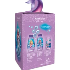 NATURAVERDE KIDS COFANETTO SIRENE:BAGNOSCHIUMA 300 ML + SHAMPOO & BALSAMO 300 ML + SET MOLLETTINE CAPELLI