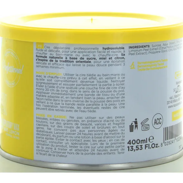 NATURAVERDE PROFESSIONAL CERA DEPILATORIA IDROSOLUBILE AL MIELE LIMONE ZUCCHERO 400 ML