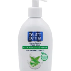 NEUTRO DERMA CREMA SAPONE MANI VISO CON ANTIBATTERICO ALOE e TE' VERDE 300 ML