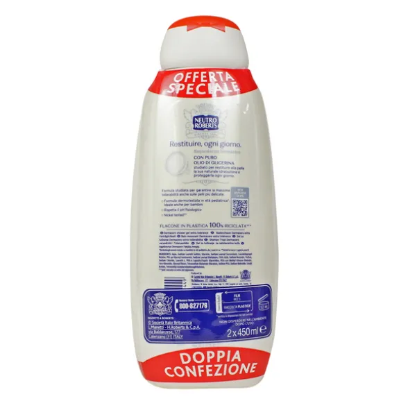 NEUTRO ROBERTS BAGNODOCCIA DERMAZERO IPOALLERGENICO 450 ML - 2 PEZZI