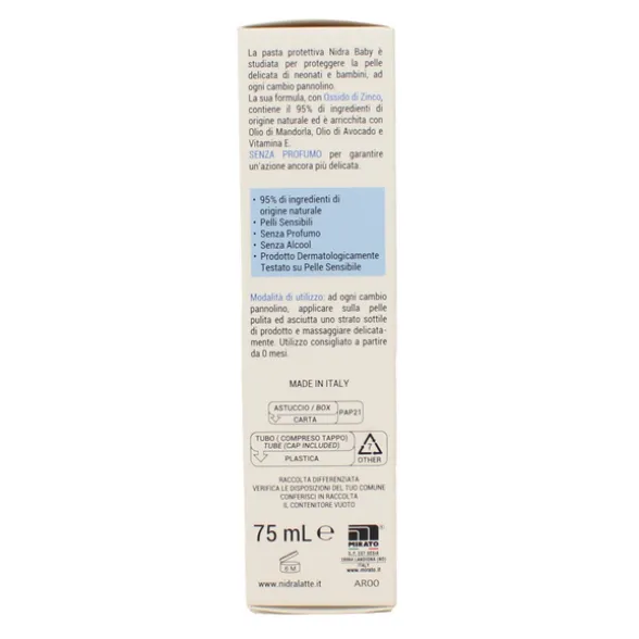 NIDRA BABY PASTA PROTETTIVA LENITIVA CON LATTE D'AVENA E PANTENOLO TUBO 75 ML