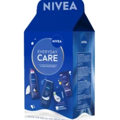 NIVEA COFANETTO EVERYDAY BODY CARE; LABELLO CLASSICO 5,5 ML + CREMA MANI NUTRIENTE 100 ML + CREMA CORPO NUTRIENTE 250 ML + DOCCIA CREME CARE 250 ML