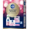 NIVEA COFANETTO REGALO DONNA ESSENTIAL SKIN CARE: STRUCCANTE OCCHI ILLUMINANTE WATERPROOF 125ml, CREMA VISO NUTRIENTE 50ml, LABELLO BURROCACAO SOFT ROSE' 4.8g