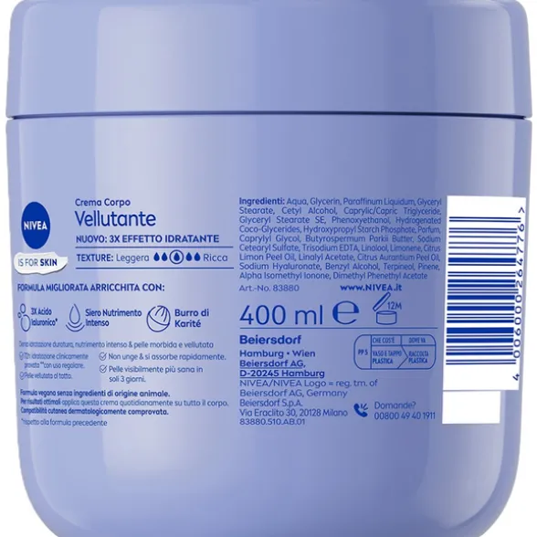 NIVEA CREMA CORPO VELLUTANTE PELLE SECCA VASO 400 ML