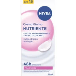 NIVEA CREMA GIORNO NUTRIENTE OLIO DI ARGAN E ACIDO IALURONICO 48h IDRATAZIONE TUBO SPF 15 50 ML