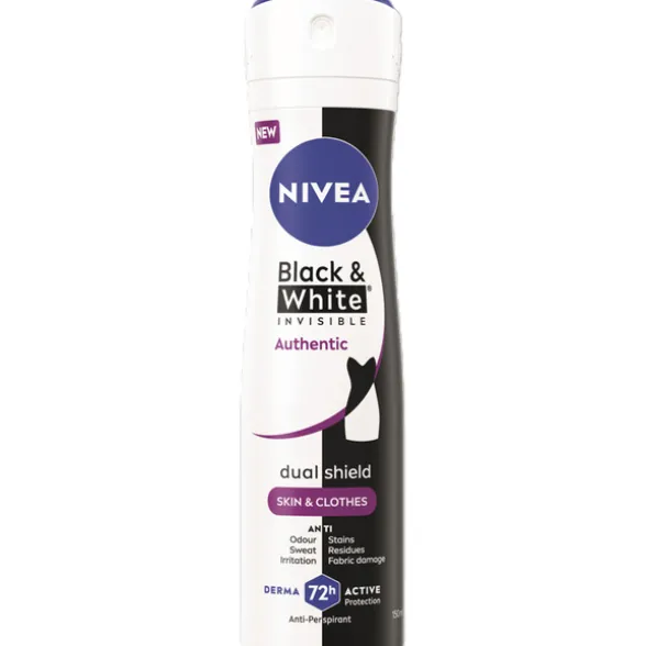 NIVEA DEODORANTE BLACK & WHITE INVISIBLE AUTHENTIC 72H FEMALE SPRAY 150 ML